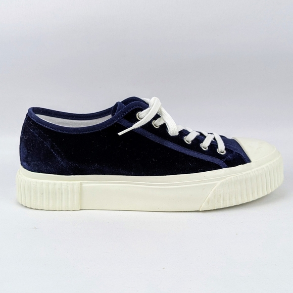 Theory Project Low Top Velvet Platform Sneaker Midnight Blue US 9 EU39 NWOT - Picture 6 of 15